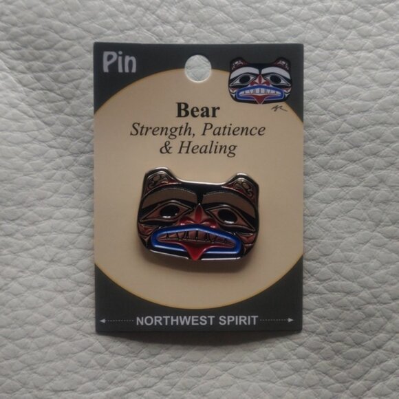 'Bear Strength & Honour' Pin Indigenous Design by Douglas Horne, Coast Salish - Picture 1 of 3